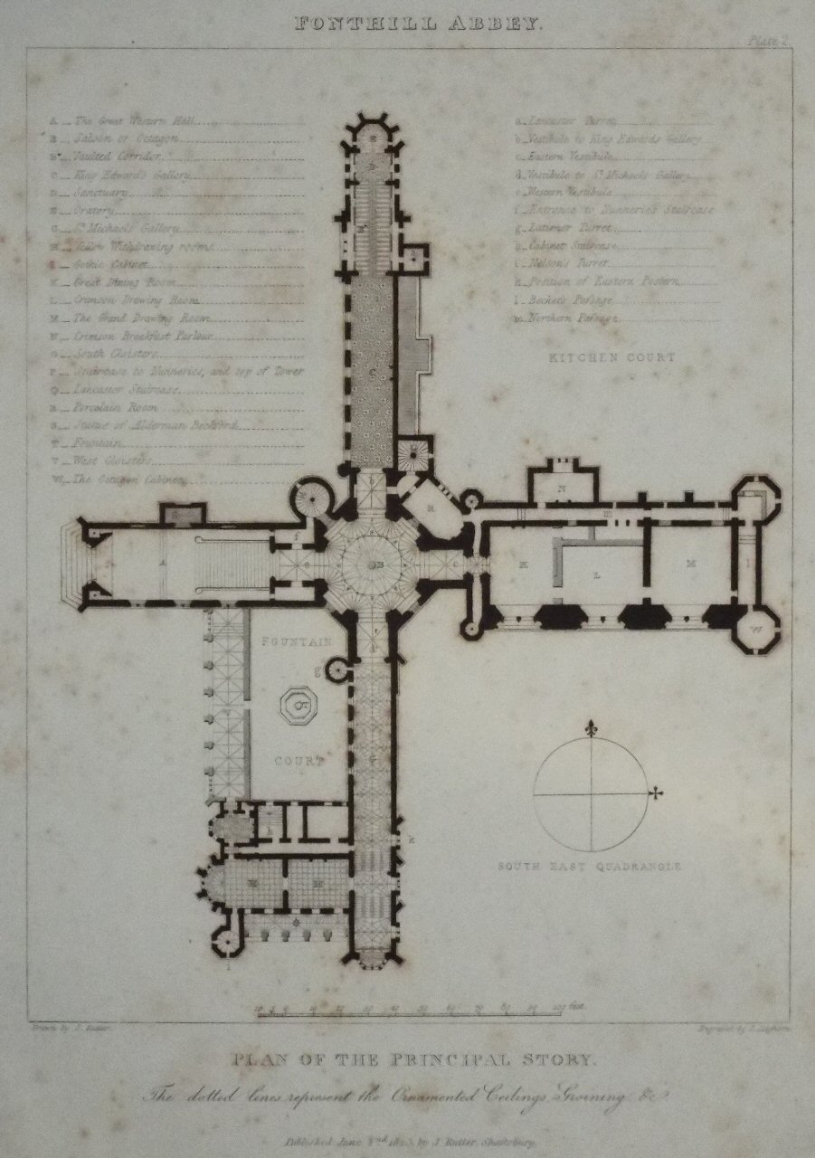 Print - Fonthill Abbey. Plan of the Principal Story. - Cleghorn